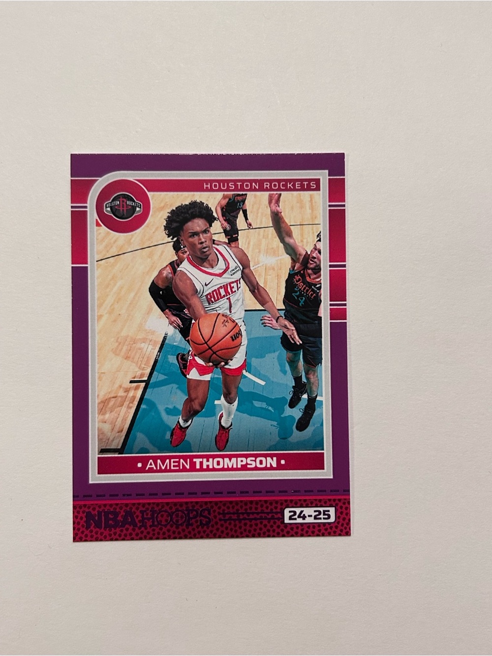 Panini Amen Thompson Purple and Red Rockets Card